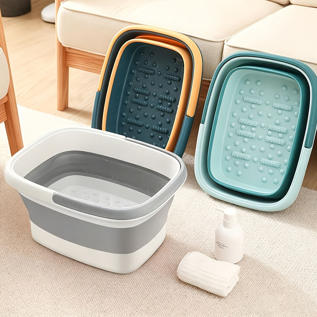 1 foldable foot bath basin, designed for soaking feet and made of plastic. — image 1 of 4