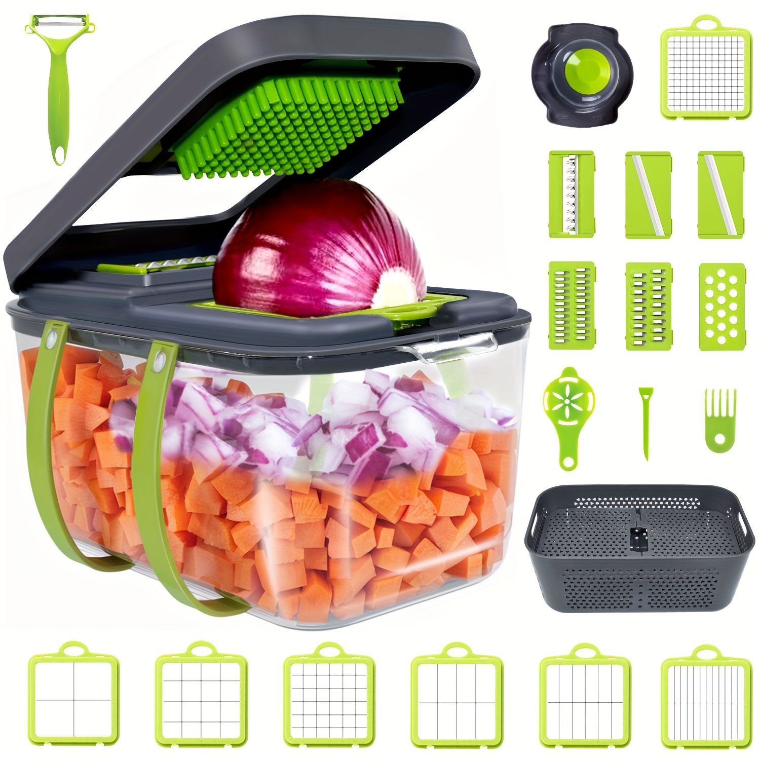 Vegetable Chopper - Food Chopper - Onion Chopper - Vegetable Slicer And Spiralizer - Veggie Chopper with Container - Kitchen Gadgets - Home Essentials - Kitchen Additions — image 1 of 5