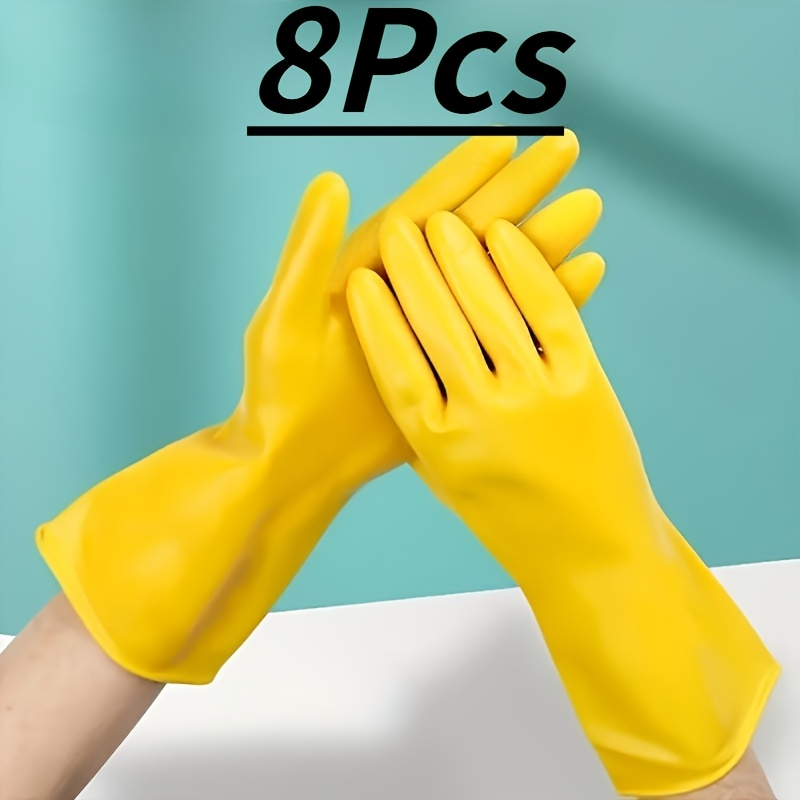 Yellow Dishwashing Gloves (Pack of 8) – Reusable, Comfortable, and Durable — image 1 of 5