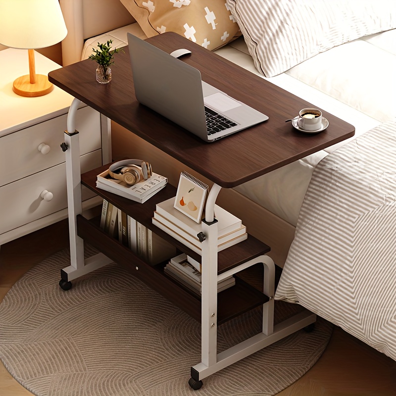 A Portable Side Table Available in 12 Colors, Suitable for Use As a Bedside Table, Cabinet, Or Folding Desk. This Wheeled And Adjustable Office Desk Features a Storage Rack, Making It Ideal for Bedrooms, Living Rooms, Offices, And Study Areas — image 1 of 5