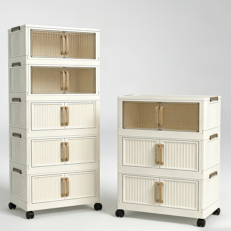 Multi-Functional Foldable Storage Cabinet, with 5-Tier/3-Tier Large Capacity, Space-Saving, Suitable for Entrance, Corridor, Bedroom And Living Room — image 1 of 5