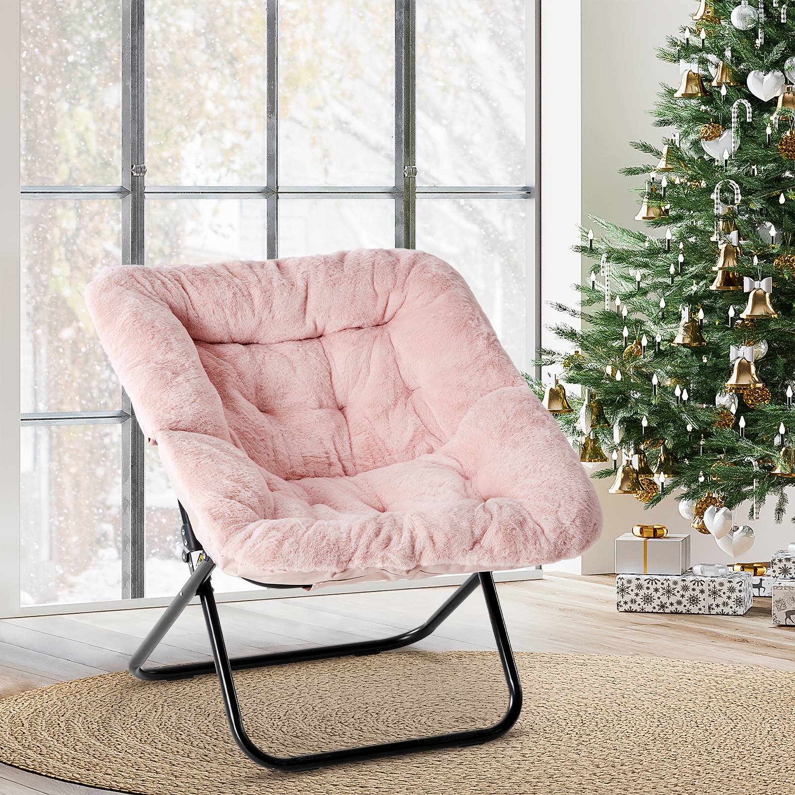 Square Moon Chair Folding Portable for Living Room Bedroom Reading Relaxing 450lbs Weight Capacity — image 1 of 5