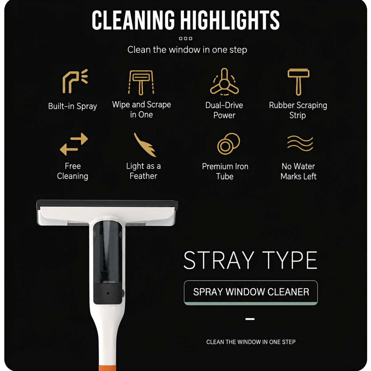 3-in-1 Glass Cleaning Set – Durable Metal Pole, Includes Squeegee + Two Replacement Sponge Heads – Essential Tool for Home Cleaning — image 3 of 5