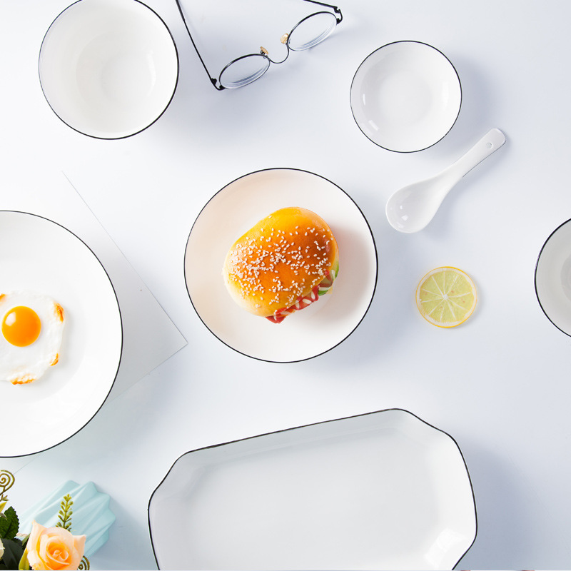 Ceramic Tableware Set – European Minimalist Style (Bowls, Chopsticks, Plates) – Suitable for Hotels and Home Use — image 4 of 5