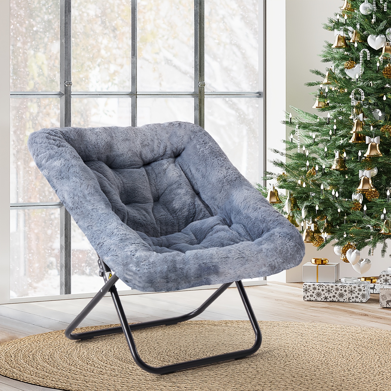 Square Moon Chair Folding Portable for Living Room Bedroom Reading Relaxing 450lbs Weight Capacity — image 2 of 5