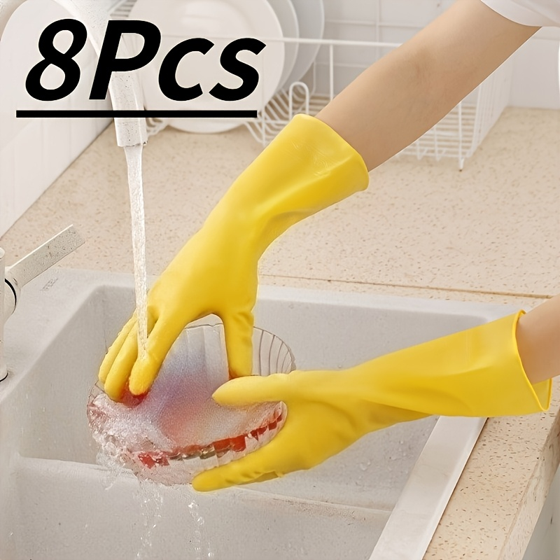 Yellow Dishwashing Gloves (Pack of 8) – Reusable, Comfortable, and Durable — image 4 of 5