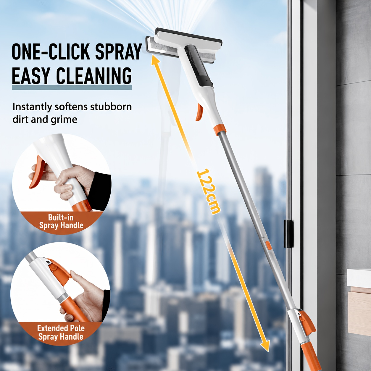 3-in-1 Glass Cleaning Set – Durable Metal Pole, Includes Squeegee + Two Replacement Sponge Heads – Essential Tool for Home Cleaning — image 2 of 5