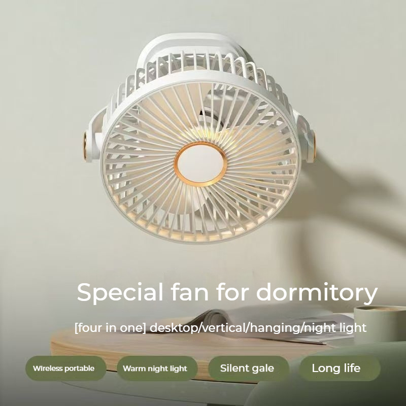 Ultra-Quiet Portable Mini Fan – 5 Speed ​​Settings, Ambient Night Light, USB Rechargeable,  2 Colors Available. Versatile Design (Hang/Clip/Desk), Quiet Brushless Motor. Ideal for Bedroom, Camping, and Travel. — image 4 of 5