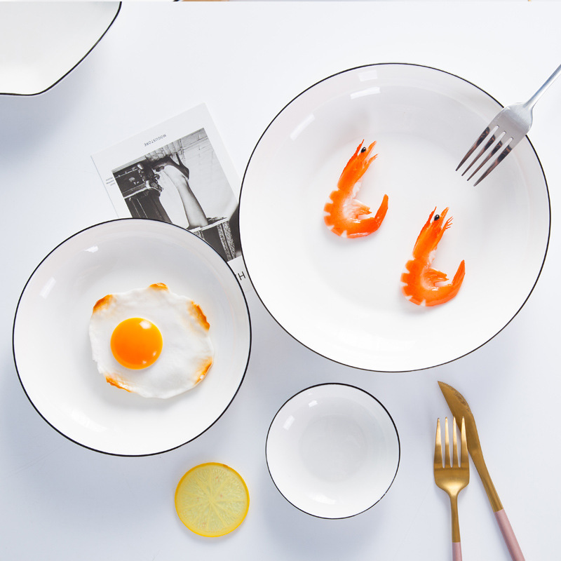 Ceramic Tableware Set – European Minimalist Style (Bowls, Chopsticks, Plates) – Suitable for Hotels and Home Use — image 3 of 5