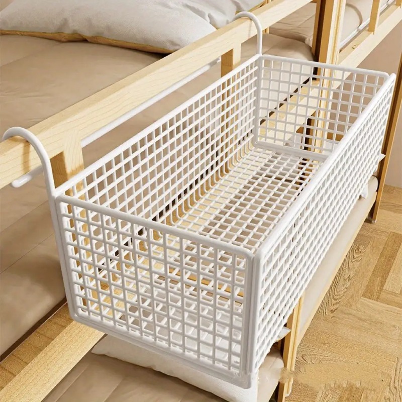 Cast Iron Door Hanging Basket, Black Woven Mesh Storage Organizer with Sturdy Metal Frame, Space-Saving Hanging Shelf for Bedroom Closet Storage, Shelf Baskets — image 3 of 5
