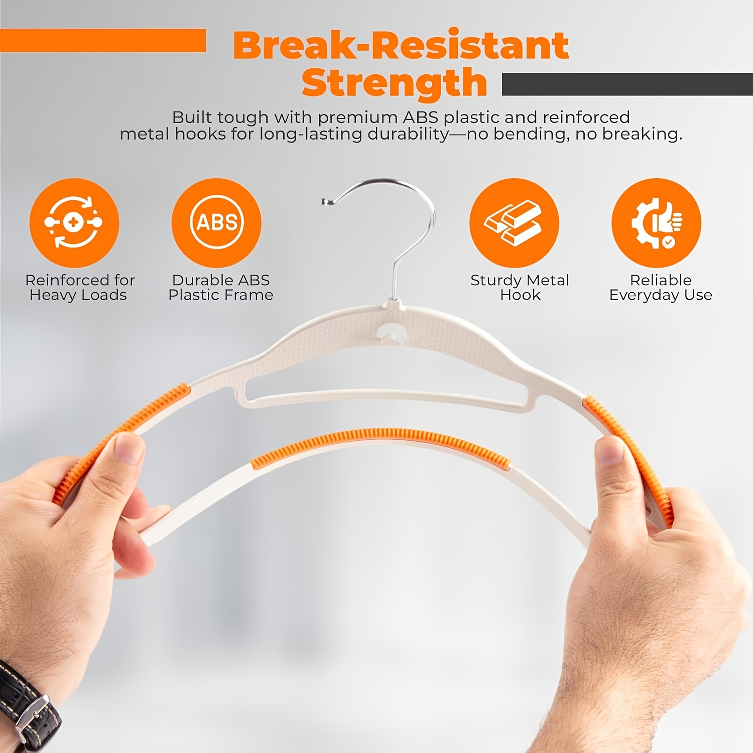 50-Pack Heavy-Duty Non-Slip Hangers (Includes 50 Clips) – Durable, Sturdy, Space-Saving Design; Suitable for Indoor Storage,  Outdoor Drying, and Clothing Display; Standard Hangers for Closet Organization — image 4 of 5