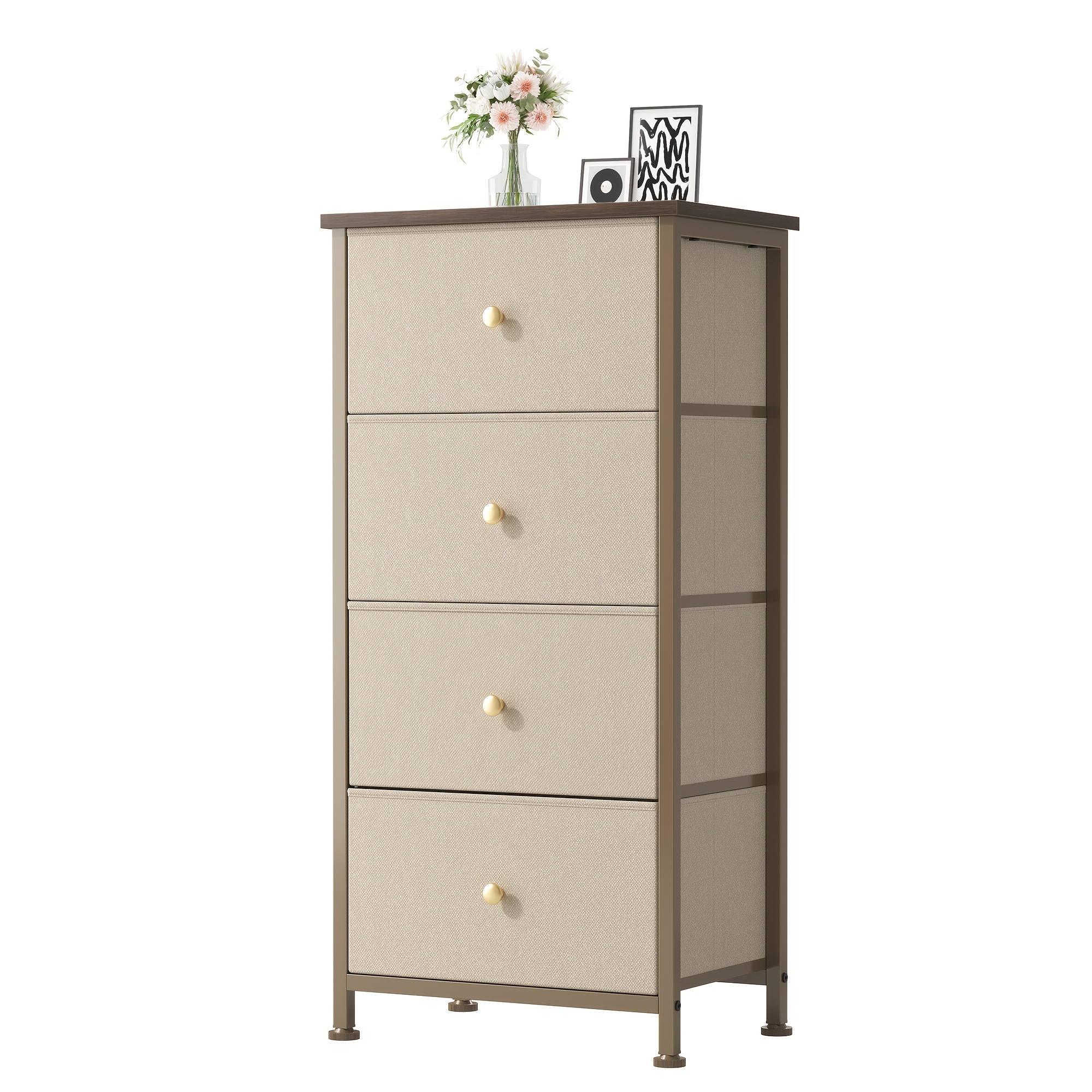 Drawer Dresser Organizer Storage Drawers, Chest of Drawers with Fabric Bin, Steel Frame, Wood Top, Use for Lab, Closet, Black/Brown/White/Gray to Choose — image 3 of 5