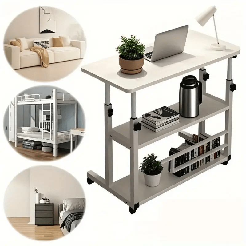 A Portable Side Table Available in 12 Colors, Suitable for Use As a Bedside Table, Cabinet, Or Folding Desk. This Wheeled And Adjustable Office Desk Features a Storage Rack, Making It Ideal for Bedrooms, Living Rooms, Offices, And Study Areas — image 5 of 5