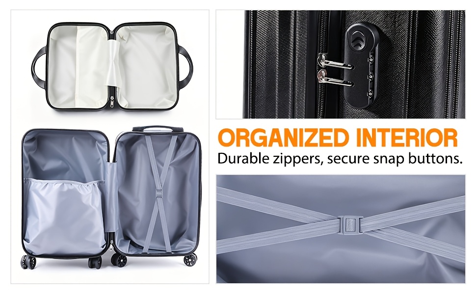 2pcs Hardshell Luggage Set, ABS, 20 Inch Carry-On And 14 Inch Bag, Spinner Wheels, Combination Lock — image 5 of 5