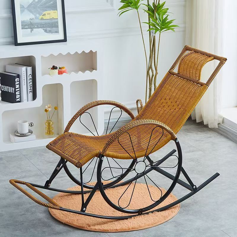 Woven Rattan Rocking Recliner – Suitable for Adults & Seniors; Ideal for Napping, Balcony, or Living Room Relaxation — image 3 of 4