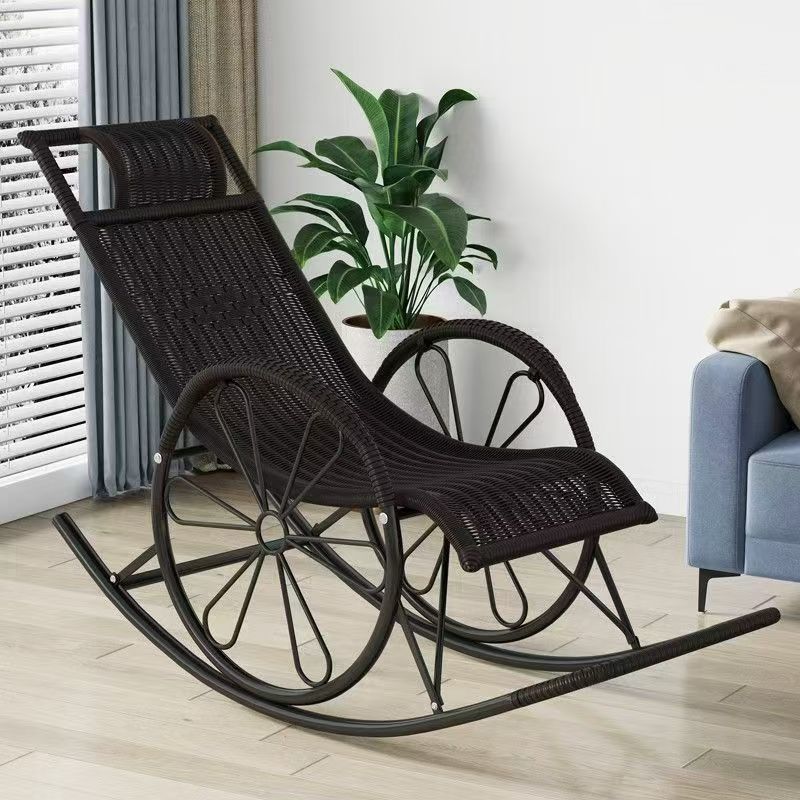 Woven Rattan Rocking Recliner – Suitable for Adults & Seniors; Ideal for Napping, Balcony, or Living Room Relaxation — image 2 of 4