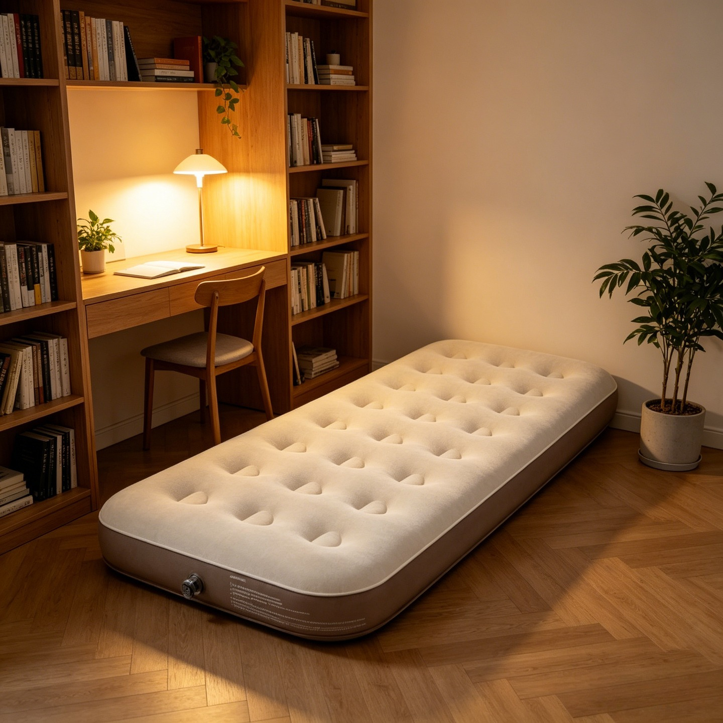 Portable Inflatable Mattress, Soft Velvet Surface, Lightweight Air Bed, Suitable for Home Indoor Use, Camping, And Temporary Sleeping, Single Size, Comes with an Air Pump — image 4 of 4