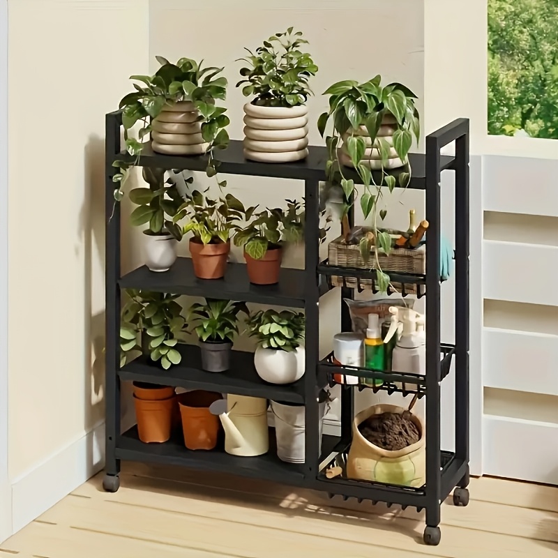 Office Storage and Organization Cart,1pc Movable Storage Rack, Adjustable Kitchen Shelf with Wire Baskets, Kitchen Organizer And Storage, Metal Shelf Rack with Wheels, Suitable for Garage — image 4 of 5