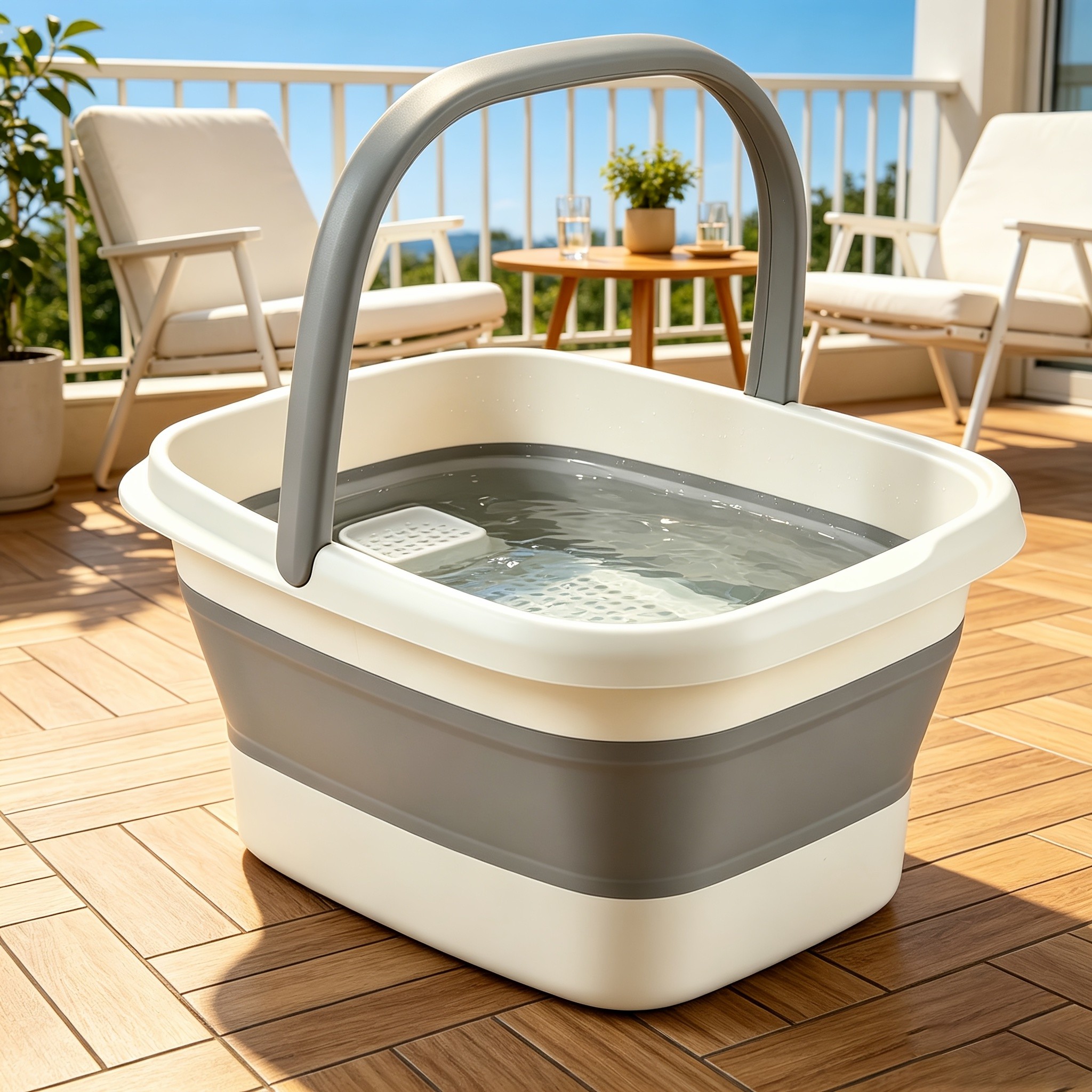 1 foldable foot bath basin, designed for soaking feet and made of plastic. — image 2 of 4