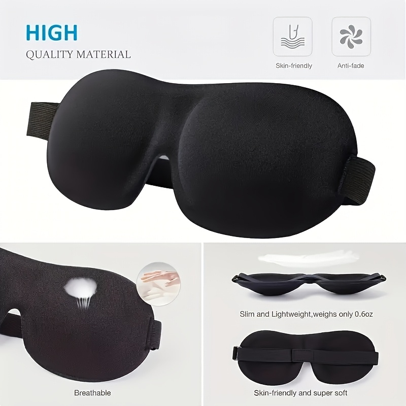 2pcs 3D Contoured Sleep Eye Mask, Zero Pressure Feel, Yoga Eye Mask, 100% Blackout with Adjustable Strap, Soft, Breathable, Skin-Friendly, Hypoallergenic, Sleep Mask, Essential for Napping at Home, Office, or While Traveling — image 3 of 4