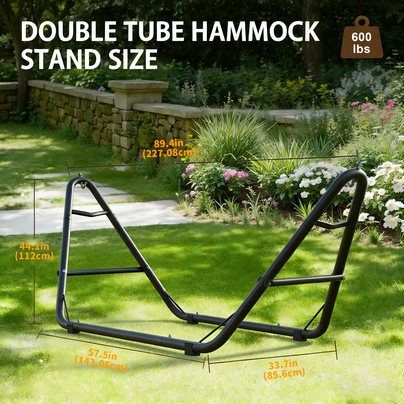 Outdoor Hammock with a Sturdy Stand, Capable of Holding Up to 600 Lbs, Designed for Safety And Stability, Featuring an Anti-Rollover Design, Ideal for And Outdoor Use, Suitable for Backyards And Camping — image 3 of 5