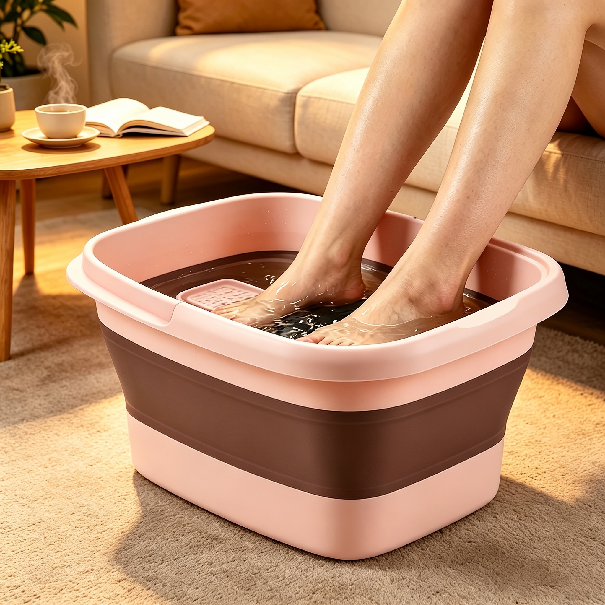1 foldable foot bath basin, designed for soaking feet and made of plastic. — image 3 of 4