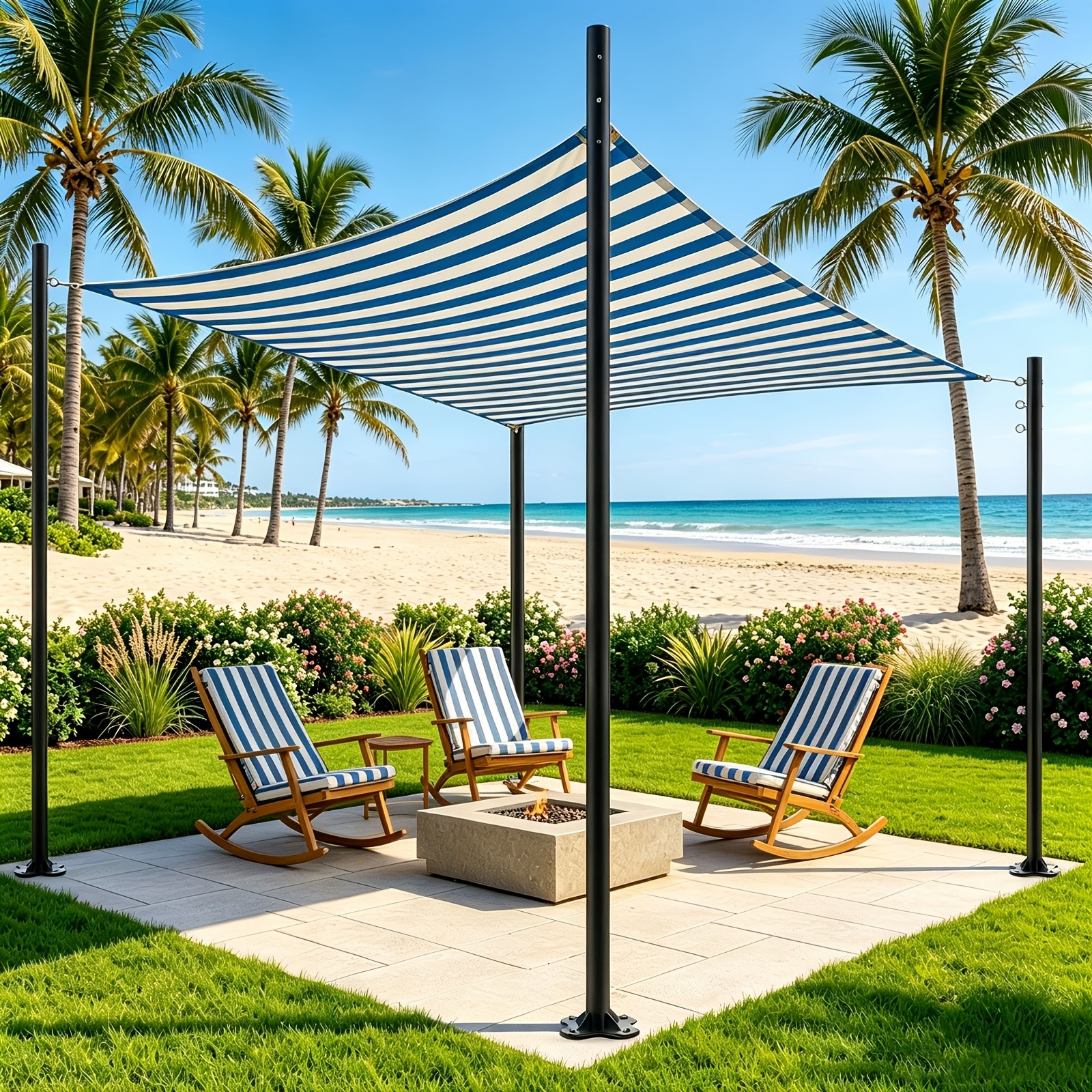 Summer Shade Sail Poles – 4-Pack 12ft Heavy-Duty Metal Outdoor Support Pole Kit – Rust-Resistant, Adjustable Metal Poles for Patios,  Courtyards, Backyards, and Gardens (Shade Sail Not Included) — image 4 of 4