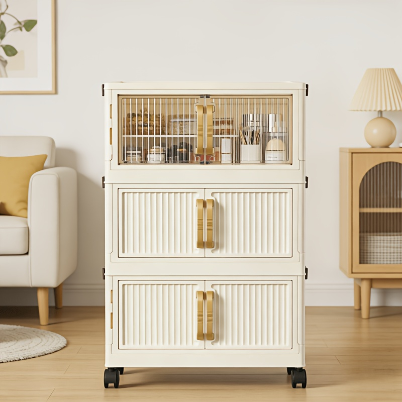 Multi-Functional Foldable Storage Cabinet, with 5-Tier/3-Tier Large Capacity, Space-Saving, Suitable for Entrance, Corridor, Bedroom And Living Room — image 4 of 5