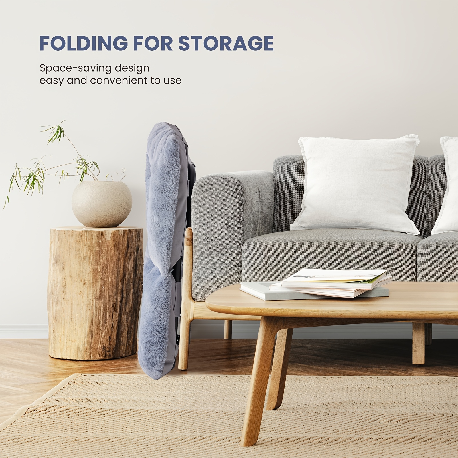 Square Moon Chair Folding Portable for Living Room Bedroom Reading Relaxing 450lbs Weight Capacity — image 4 of 5