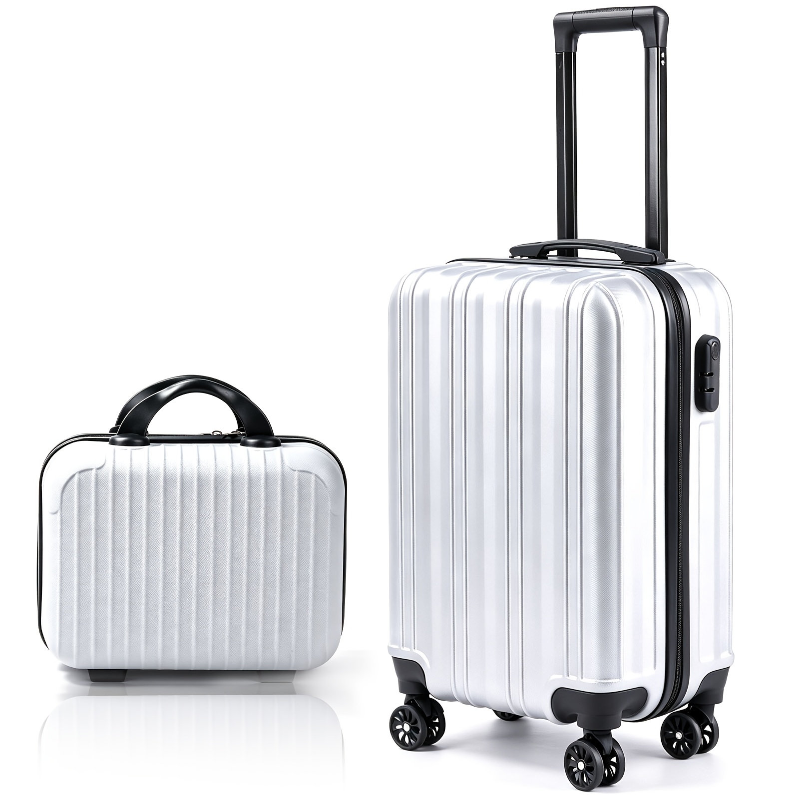 2pcs Hardshell Luggage Set, ABS, 20 Inch Carry-On And 14 Inch Bag, Spinner Wheels, Combination Lock — image 2 of 5