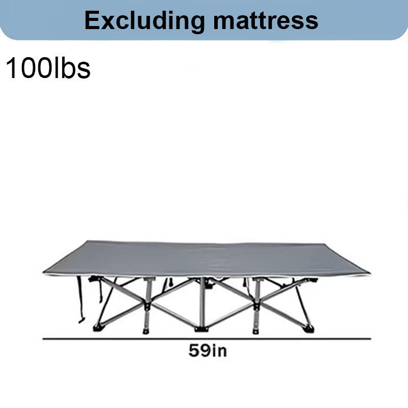 Outdoor Folding Bed, Extra Large And Thick Camping Bed, with Or Without Flip Mattress, Portable Foldable Guest Bed, 100/570/670/770 Pound Load-Bearing Capacity, 59/73/75/77 Inch Heavy-Duty Camping Bed Frame with Handbag — image 4 of 5