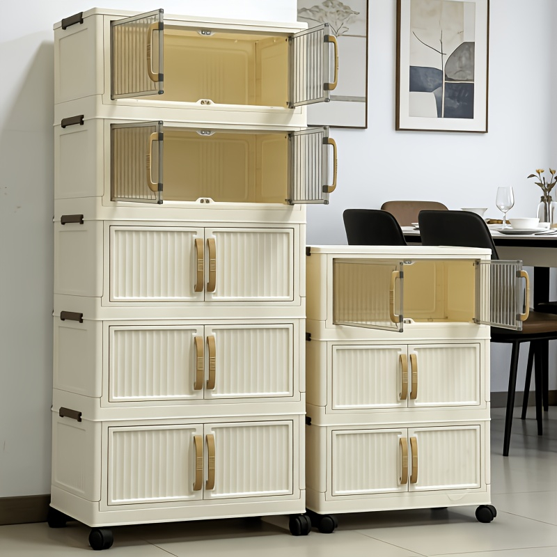 Multi-Functional Foldable Storage Cabinet, with 5-Tier/3-Tier Large Capacity, Space-Saving, Suitable for Entrance, Corridor, Bedroom And Living Room — image 3 of 5