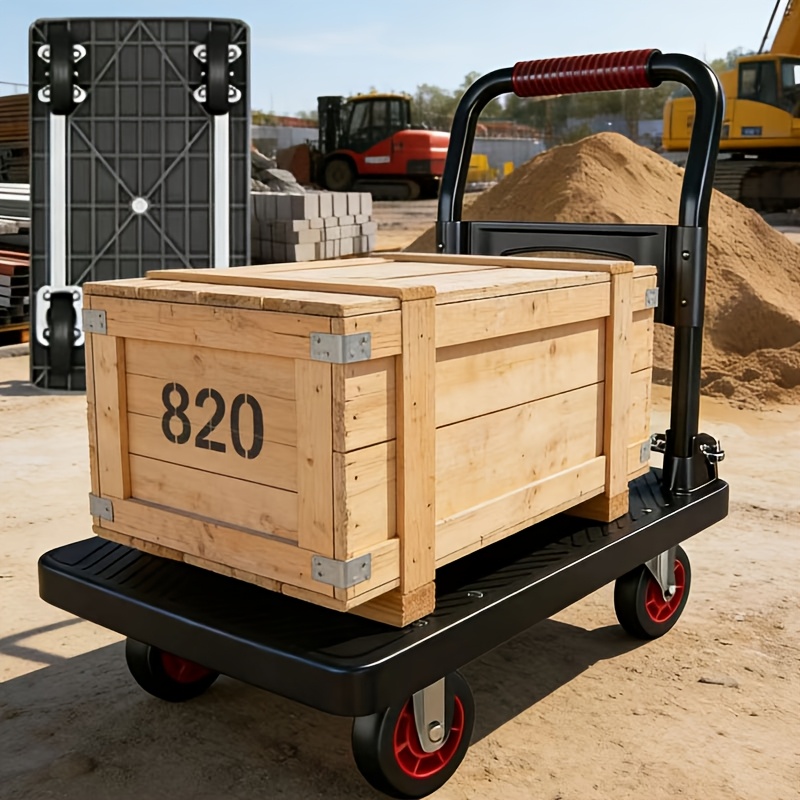 Heavy Duty Foldable Hand Truck with 660/800 Lbs Load Capacity - Tube, 360° Dual Swivel Wheels, Foldable Design Suitable for Outdoor, Home, Warehouse Use - Portable Cart for Moving, Grocery,, Multi-Purpose Transport — image 3 of 4