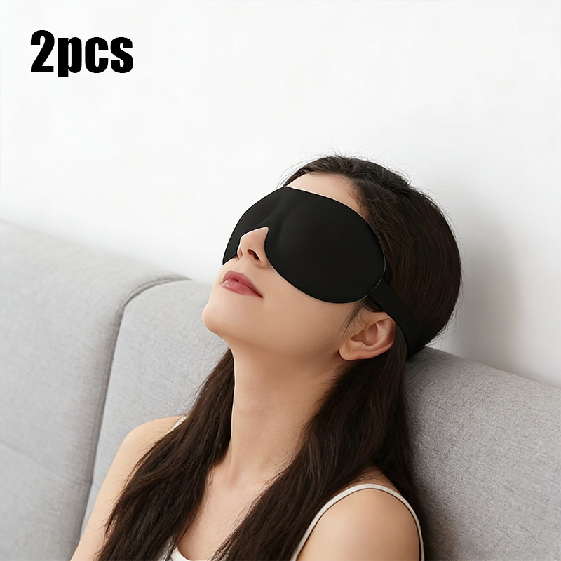 2pcs 3D Contoured Sleep Eye Mask, Zero Pressure Feel, Yoga Eye Mask, 100% Blackout with Adjustable Strap, Soft, Breathable, Skin-Friendly, Hypoallergenic, Sleep Mask, Essential for Napping at Home, Office, or While Traveling — image 2 of 4