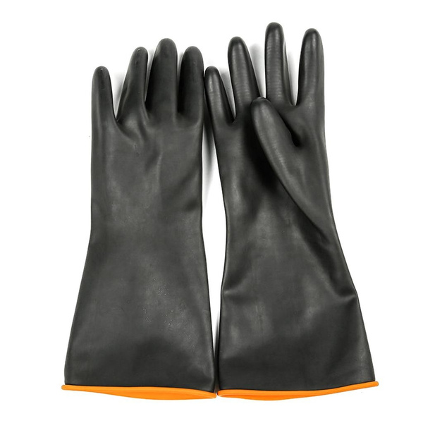 14-inch Rubber Waterproof Cleaning Washing Gloves  Industrial Acid Wear Gloves — image 1 of 11