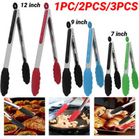 1pc/2pcs/3pcs Stainless Steel Kitchen Tongs 7 Inch /9 Inch/12 Inch Silicone Cooking Tongs with Silicone Tips Salad Bread Food Clip for Cooking Grilling Barbecue Kitchen Tools — image 2 of 21