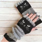 Autumn and winter heart-shaped contrasting color retro warm fashion finger gloves — image 9 of 20