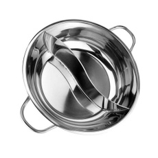 Stainless Steel Pot Hotpot Induction Cooker Gas Stove Compatible Pot Home Kitchen Cookware Soup Cooking Pot Twin Divided — image 3 of 11
