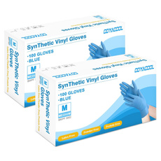 Disposable Gloves Medium, Nitrile And Vinyl Blend Material Gloves, Latex Free, 4 Mil 200 Pc Food Grade Glove For Cleaning, Food Prep, Hair Dye, Tattoo, Blue — image 3 of 9