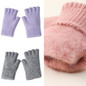 Fashion Gloves Solid Color Knitted Gloves Half Finger Gloves for Office Workers — image 11 of 15