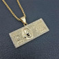 3mm Stainless Steel Chain Fashion Women Men's Hip Hop Iced Out US $100 Dollar Gold Color Pendant Necklace Jewelry — image 4 of 12