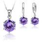 Woman  Sterling Silver 8MM Jewelry Sets Cubic Zircon Crystal Lever Back Earrings Pendant Wedding Necklace Nice Gifts — image 9 of 11