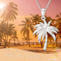 Natural Diamond Palm Tree Necklace for Women, Sterling Silver/10K/14K Solid Gold Diamond Palm Tree Pendant Necklace Hawaii Vacation Jewelry Birthday Mothers Day Gifts Color F-G/Clarity I1-I2 — image 4 of 8