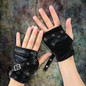 Fingerless Punk Style Gloves Durable PU For Motorcycle Outdoor Activity — image 10 of 11