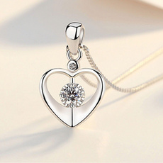 925 Sterling Silver Crystal Love Heart Pendant Necklace Women Jewellery Gift UK — image 3 of 7