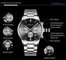 Men Watches Luxury Brand Chronograph Date Wristwatch Male Gold Black Steel Strap Analog Quartz Watch Men Fashion Watch — image 6 of 20