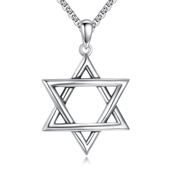 Sterling Silver Star of David Necklace for Men and Women Delicate Jewish Star of David Pendant with 22+2 Inch Adjustable Chain Jewelry Gift for Christmas Father's Day Mother's Day Birthday — image 1 of 9