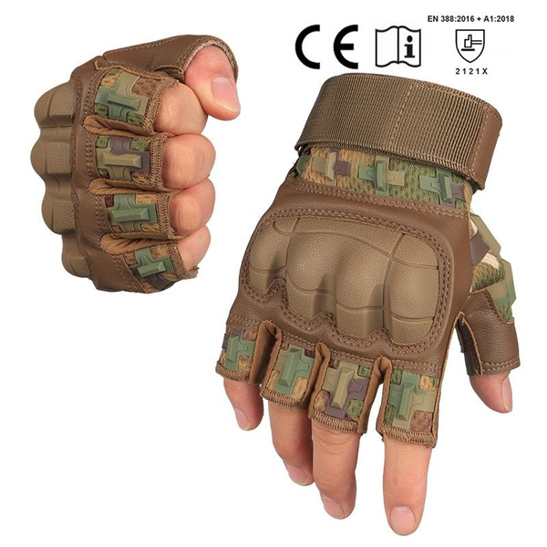 Tactical Half-Finger Gloves with Exoskeleton Armor | Camouflage, Anti-Impact, Slip-Resistant for Outdoor Sports & Riding — image 1 of 10