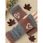Autumn and winter heart-shaped contrasting color retro warm fashion finger gloves — image 20 of 42
