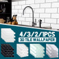 4PCS Home Decor White/Biege/Gray/Light Green/Black 3D Brick Wall Waterproof Self-Adhesive Brick Wall Stickers 3D Tile Wallpapers Bathroom Kitchen Decoration Mosaic Tile Wall Sticker — image 6 of 19